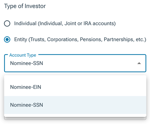 Diagram showing aggregated investor data submitted under a single nominee investment, emphasizing privacy and simplified execution for global advisors.