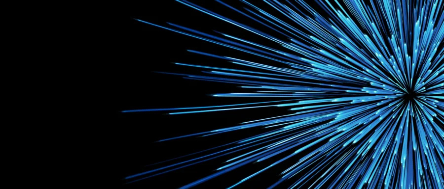 dark background with blue starburst